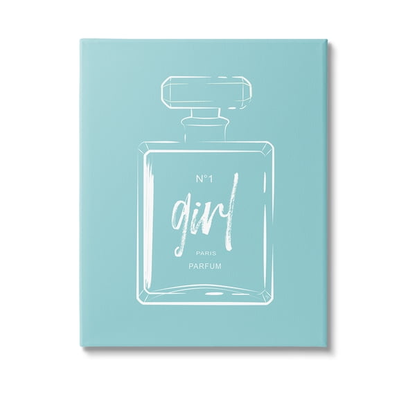 Stupell Industries Perfume Bottle on Blue Beauty & Fashion Painting Gallery Wrapped Canvas Art Print Wall Art, 16 x 20