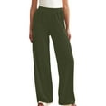 thumbnail image 1 of AherBiu Womens Pants High Waist Wide Leg Ribbed Knitted Trousers Trendy Fall Winter Solid Color Casual Pants with Pockets, 1 of 8