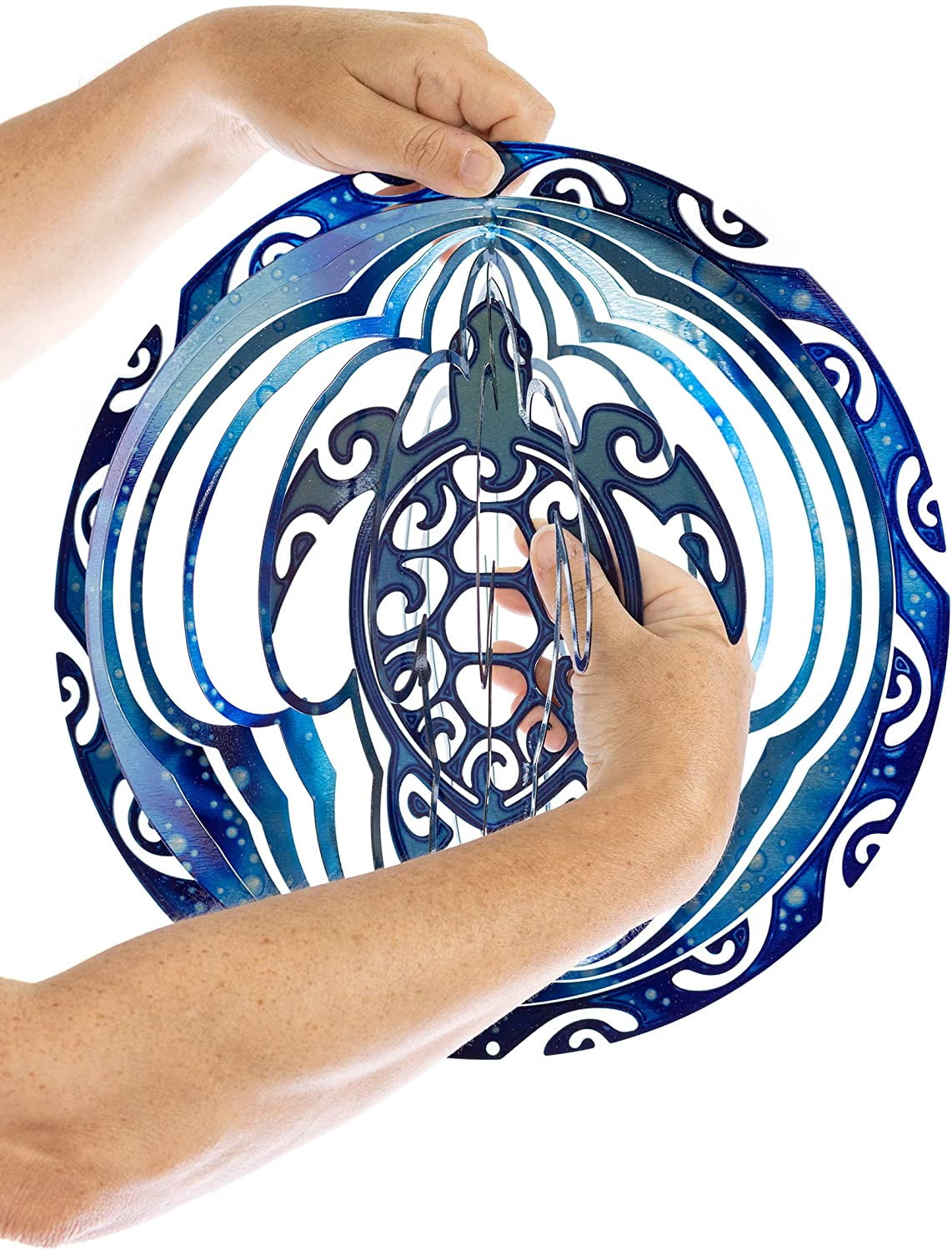 Sea Turtle Wind Chimes, Sea Turtle Wind Spinner, Tribal Turtle 3D Metal Outdoor Garden Decor Wind Spinner, for Yard and Garden