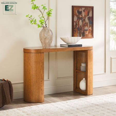 Walker Edison Modern Easy Modern Oak Veneer Console Table Medium Brown Oak