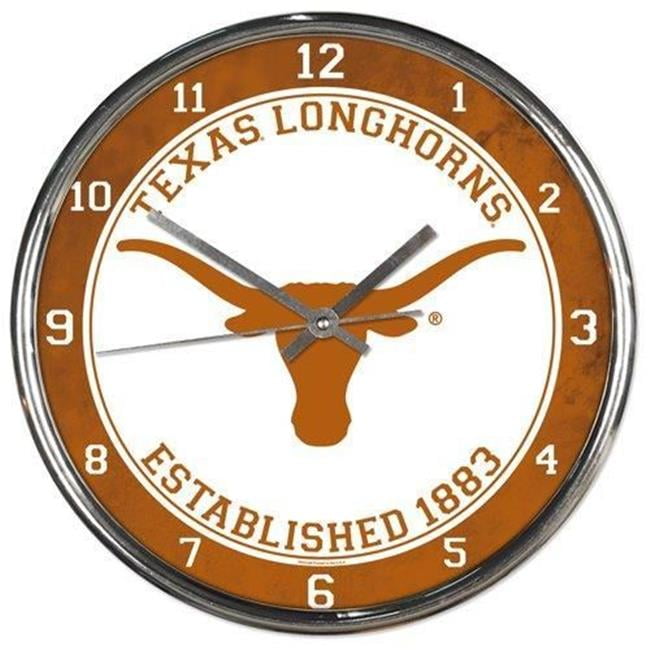 Texas Longhorns Clock Round Wall Style Chrome