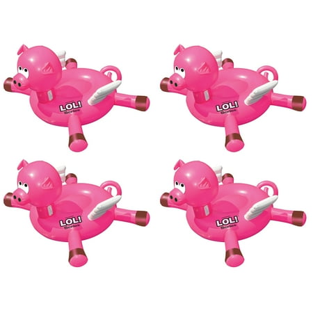 - Swimline LOL! Series Inflatable Ride-On Flying Pig Swimming Pool Float (4 Pack)