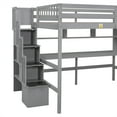 thumbnail image 6 of Full Size Loft Bed with Built-in Desk and Bookshelves, Wooden Bed Frame with Storage Staircase and Full-length Guardrail for Kids Teens Adults Bedroom, No Box Spring Needed, Gray, 6 of 7