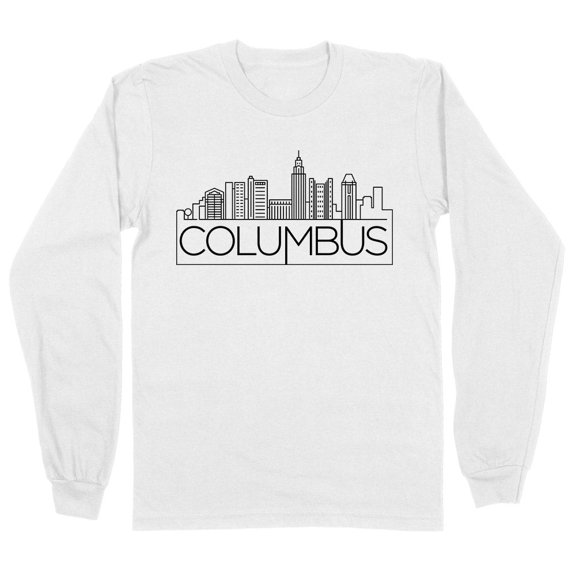 Skyline Columbus Ohio Long Sleeve Shirt Unisex Large White
