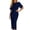 X423 Navy, variant on Bysome Women Dress Solid Color Short Sleeve Boat Neck Waist Cinching Dresses Summer Casual Women Dresses Size L Black