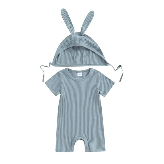 Bagilaanoe Newborn Baby Girls Boys One-pieces Short Sleeve Jumpsuit   Hat 3M 6M 9M 12M 18M Infant Romper Casual Clothing