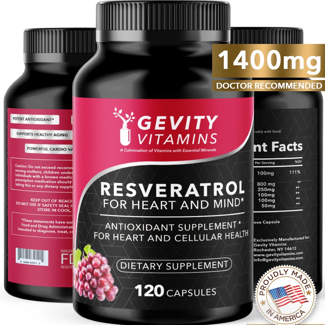 Gevity Vitamins Resveratrol1400mg, 120 Ct Anti Aging Antioxidant