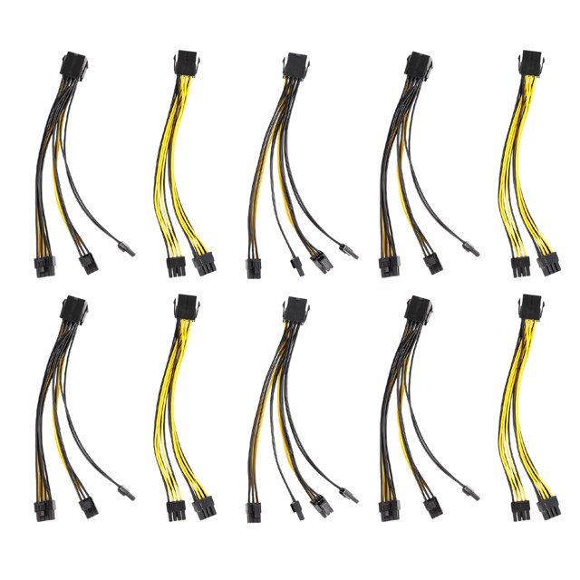 FELTECHELECTR Cable divisor de alimentación de 10 piezas, 8 pines, hembra para GPU a macho (6 y 2 pines)