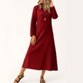 thumbnail image 5 of UoCefik Linen Boho Dresses for Women 2025 Loose Fit V Neck Long Sleeve Maxi Dress Trendy Fall Flowy Sundress Work Casual Vacation Beach Dresses Wine S, 5 of 5