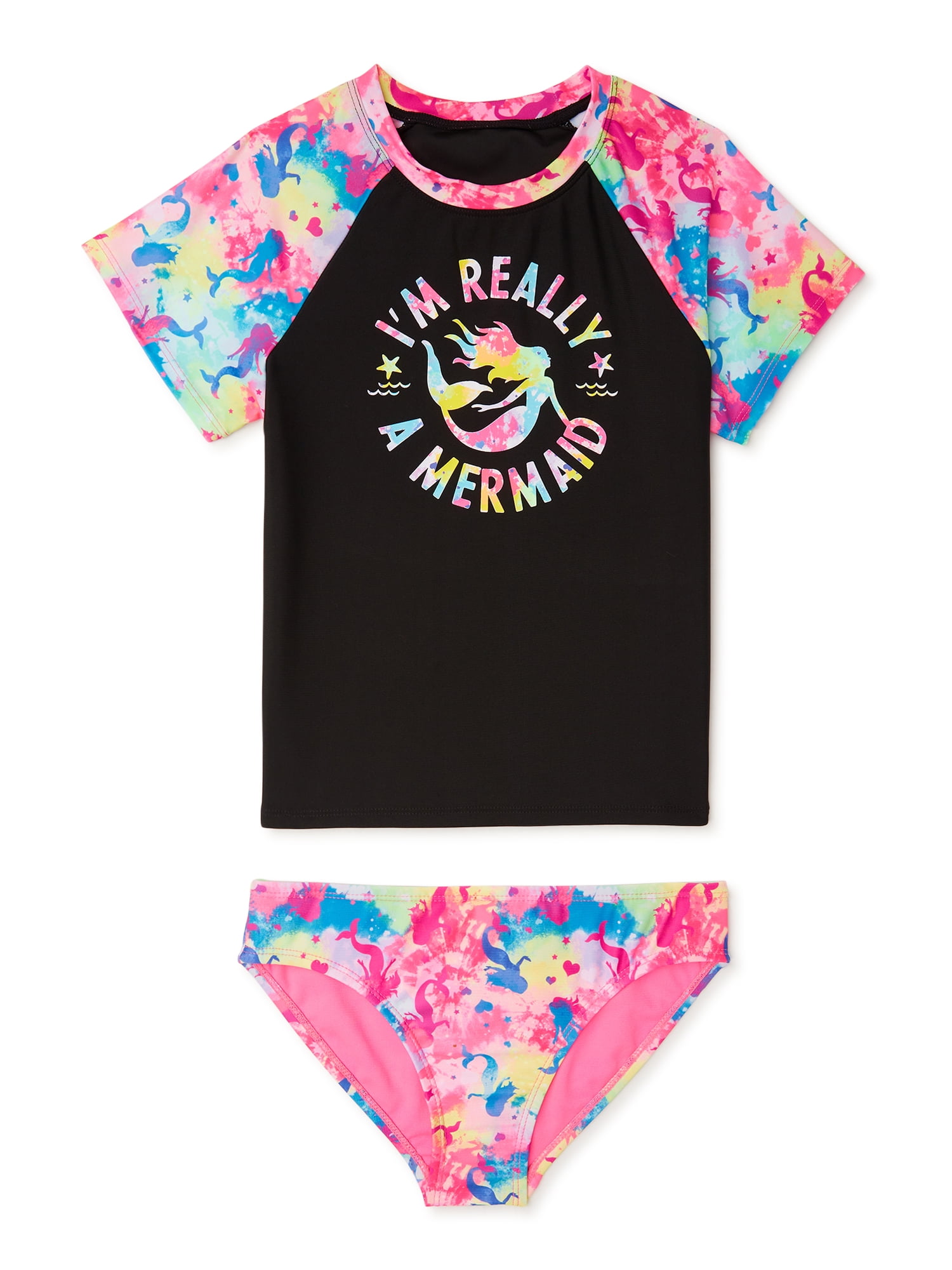 Size 14/16 UV Protective Rash Guard Set for Girls Dayu Kids Two Piece Swimsuits UPF 50 Hot Pink