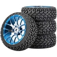 thumbnail image 2 of LINLIN 4PCS 1:10 Rally Car 75mm Grain Rubber Tyres Tires Aluminum Alloy Metal 7Y-Spokes Wheel Rims Compatible with 1/10 Sakura Traxxas Tamiya Kyosho RC On Road Racing Touring Car Parts, 2 of 7