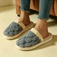 thumbnail image 4 of Viluyesy Womens Scuff Slippers Braided Fuzzy Plush Corduroy Trim Closed Toe Non Slip Warm Indoor House Slides Gray Size 9-10, 4 of 6