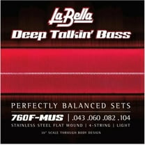 La Bella 760F-MUS Deep Talkin' Stainless Steel Flat Wound 4-String Bass Strings