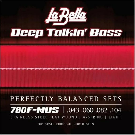 La Bella 760F-MUS Deep Talkin' Stainless Steel Flat Wound 4-String Bass Strings