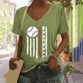 thumbnail image 2 of T-Shirt à Manches Courtes pour Femmes en Liquidation T-Shirt en Chiffon pour Femmes T-Shirt de Baseball Imprimé Lettres de Baseball Col en V Manches Courtes, 2 of 4
