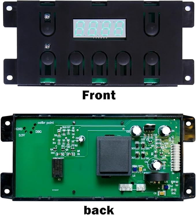 Replacement control board compatible for Frigidaire 5304518661, 316455570 replacement for Electrolux,Kenmore, Gas Range 7 Button Control Board Clock, white overlay and balck overlay included