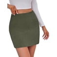 thumbnail image 3 of Womens Corduroy Mini Skirt High Waisted Basic Casual A-Line Short Fall Winter Skirts Green S, 3 of 10