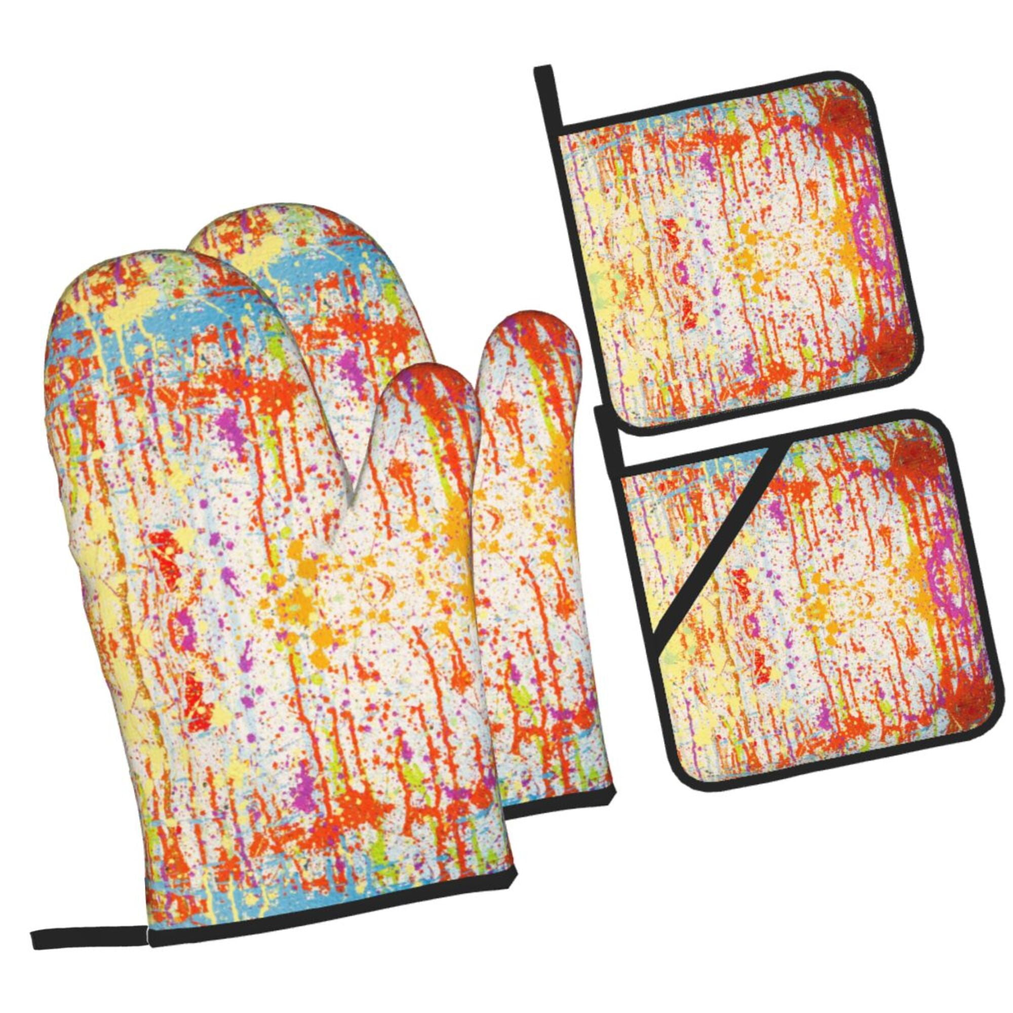 Paint Splashes Splash Oven Mitts and Pot Holders Sets Baking Sets for