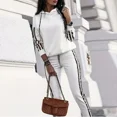 thumbnail image 4 of Conjunto de chándal de dos piezas para mujer, sudadera con capucha y pantalones a rayas, ropa de calle informal, moda deportiva para mujer, Otoño e Invierno, 4 of 5
