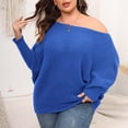 thumbnail image 5 of Babysbule Plus Size Womens Sweaters New Arrivals Women Large Solid Round Neck Sweater Off Shoulder Loose Fashion Knit Women's Fashion, 5 of 6
