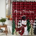 thumbnail image 3 of Red Check Shower Curtains for Bathroom, Christmas Snowflake Xmas Tree Waterproof Fabric Shower Curtain for Bathroom Bathtub Decoration, Machine Washable, 72"x84", 3 of 9