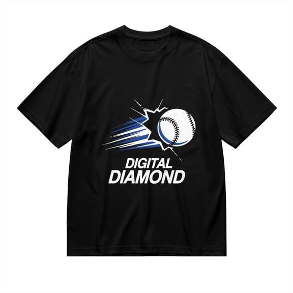 Black T Shirts for Men, Digital Diamond, Baseball Print Mens Graphic Tees, 24013828,S