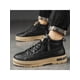 thumbnail image 4 of Men's Imitation Fur Lined British Style Pu Leather Work Shoes, Retro Versatile Ankle Boots, Durable & Casual, High Top With Korean Fashionable Style,, 4 of 4