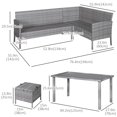 thumbnail image 3 of Outsunny 5 Pieces Wicker Patio Furniture Set with Cushions, Cream White, 3 of 10