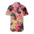 thumbnail image 5 of Huresd Hawaiian Shirts for Women Soft Hawaiian Tropical Palm Tree Print Blouse Dress Shirt New Button Down Collar Short Sleeve Party Vacation Shirt 2XL Watermelon Red, 5 of 6