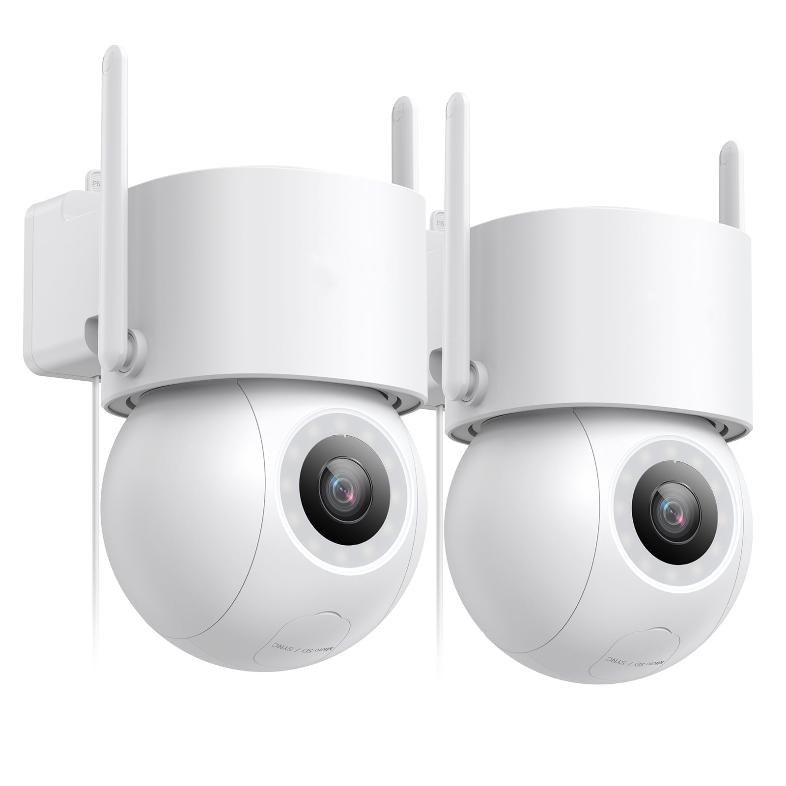 AOSU 3K/5MP Security Camera with Spotlight, 2 Way Audio, 360° View Outdoor Surveillance Camera Wired, Waterproof, Auto-Tracking, No Monthly Fee-2 Pack