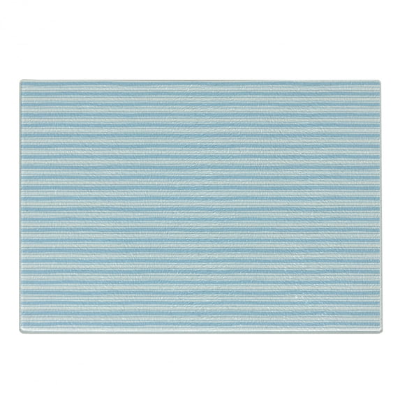 Harbour Stripe Cutting Board, Wavy Soft Horizontal Old Fashion Pattern Geometric Lines Image, Decorative Tempered Glass Cutting and Serving Board, Small Size, Pale Blue White, by Ambesonne