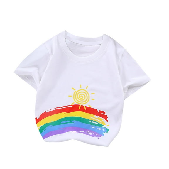 Uxgjfwu Toddler Boys Girls Summer T-Shirt Short Sleeve Graphic T shirt Casual Kids Summer Clothes T-shirts, Sizes 9M-8T