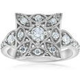 thumbnail image 1 of 1/2ct Vintage Diamond Ring Square Framed Filigree Art Deco Band White Gold, 1 of 3