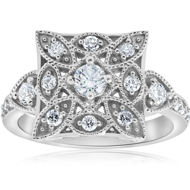 Filigree band deals engagement ring