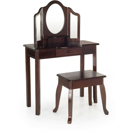 Guidecraft - Classic Vanity and Stool, Espresso