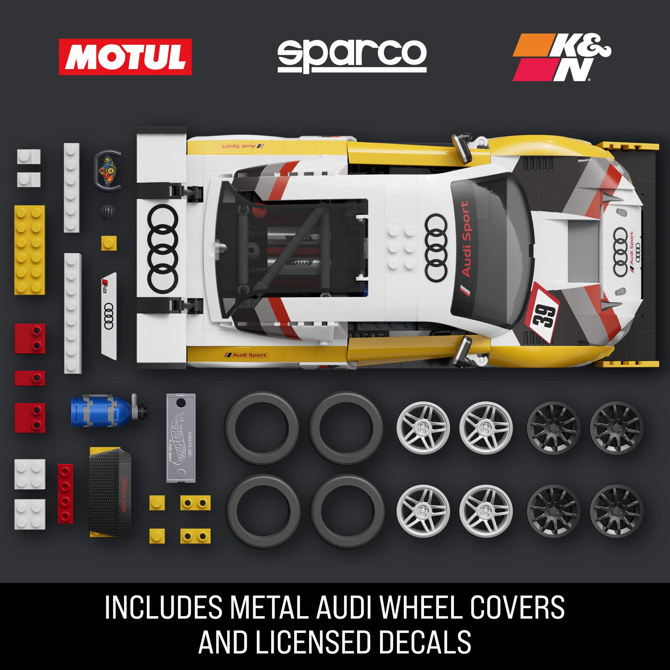 Mattel Brick Shop Hot Wheels ‘15 Audi R8 LMS Building Toy Kit (820 Pieces), for Collectors