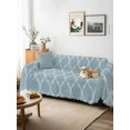 thumbnail image 3 of Blue Moroccan Couch Cover for Dogs, Retro Country Geometric Quatrefoil Plaid Washable Sofa Covers Slipcover for Pets Dogs Futon Cover, Couch Recliner Covers, Oversized Chair Slipcover 71"x91", 3 of 9