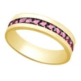 thumbnail image 2 of AFFY (2cttw) Simulated Pink Sapphire Men's Eternity Wedding Band Ring In 14k Solid Gold With Ring Size 13.5, 2 of 2
