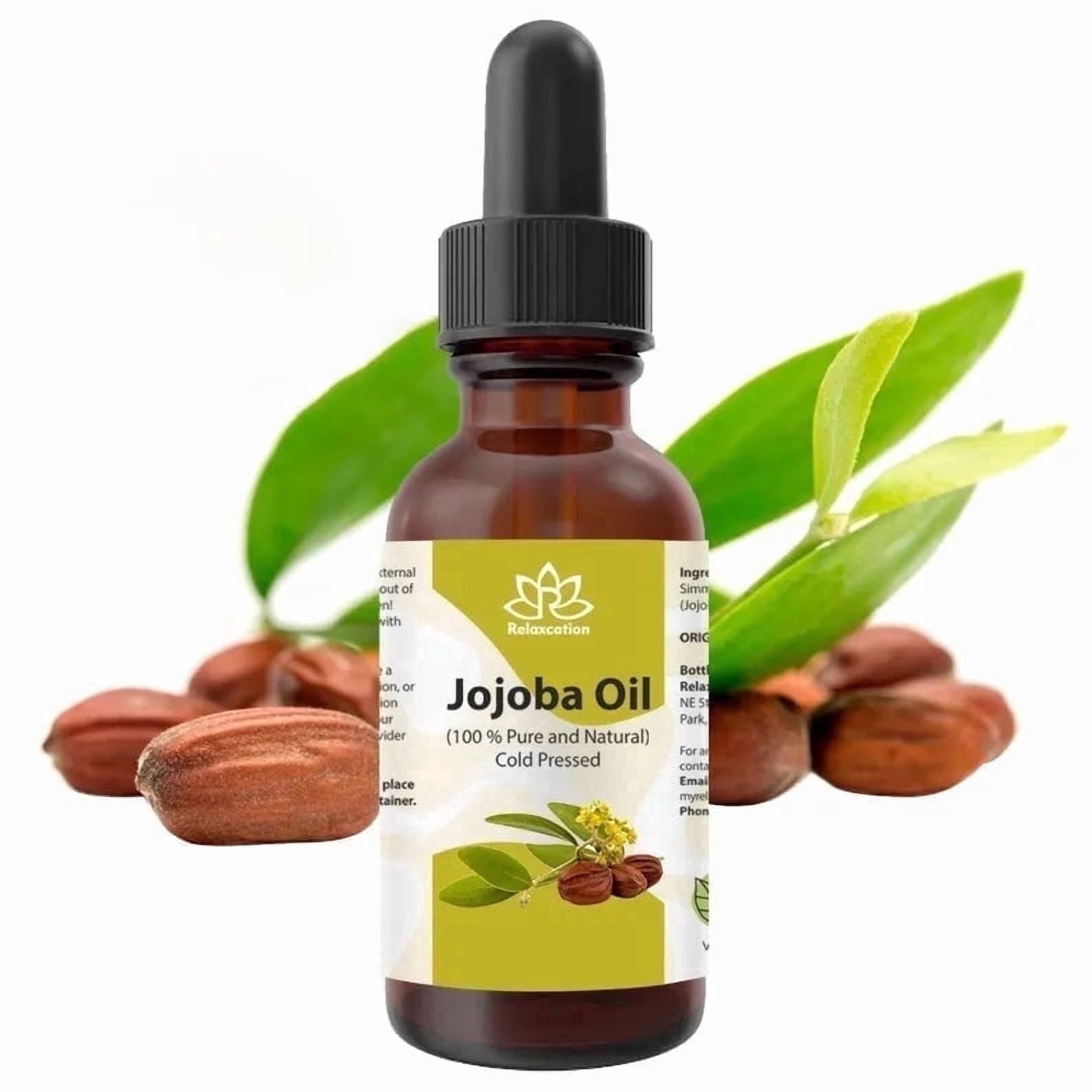 Jojoba Oil (Simmondsia chinensis) – 100% Pure Cold-Pressed Lightweight Moisturizing Oil for Skin & Hair by Relaxcation | 0.5 fl oz