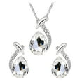 thumbnail image 2 of SmartBy Lady Faux Crystal Water Drop Pendant Chain Necklace Earrings Wedding Jewelry Set, 2 of 6