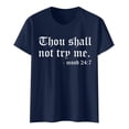 thumbnail image 4 of B91xZ T-Shirts d'Été à Manches Courtes pour Femmes Tunique Fluide Grande Taille Col Rond Blouse Tee, Marine TTG, 4 of 4