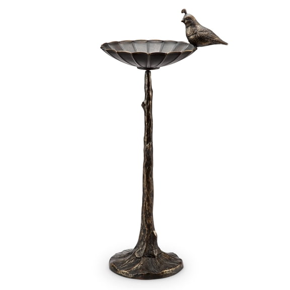 Quail Design Antique Bronze Metal Birdfeeder