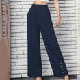 thumbnail image 2 of FAIWAD Women's Wide Leg Pants High Elastic Waisted Button Business Work Trousers Long Straight Pants, 2 of 6