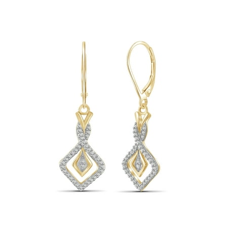 Jewelersclub White Diamond Accent 14kt Gold Plated Jewelersclub White Diamond Accent 14kt Gold Plated Kite Shaped Earrings