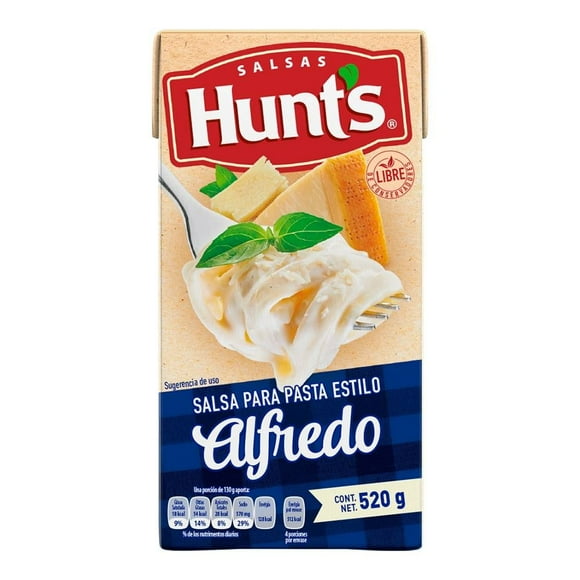 Salsa para pasta Hunts estilo Alfredo 520 g