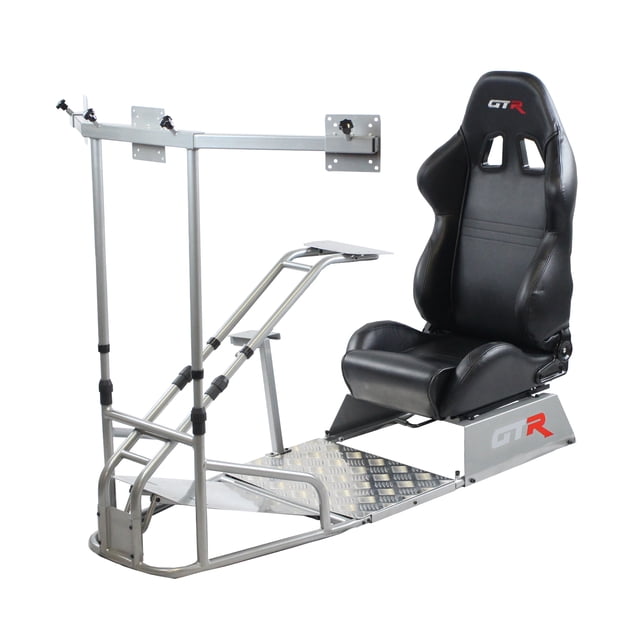 GTR Simulator GTSF Model Racing Simulator Cockpit Silver Frame with Majestic Black Seat