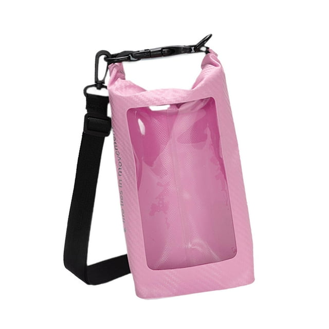Bolsa impermeable para teléfono con cordón ajustable, bolsa deportiva para exteriores de 3 l, para kayak Rosa