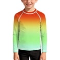 thumbnail image 2 of MKOSPLRT 3-14Y Boys Girls Long Sleeve Rash Guard Ombre Gradient Sun Protection Quick Dry Swim Shirt for Beach, 2 of 10