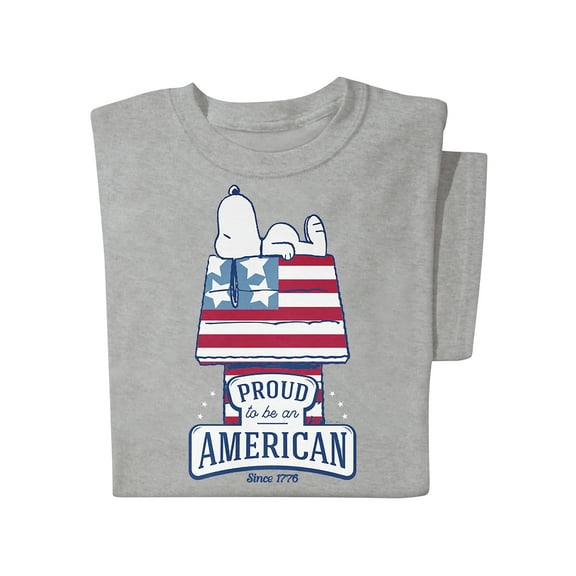 Collections Etc Peanuts Proud To Be An American T-Shirt, Large