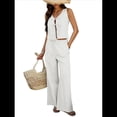 thumbnail image 3 of Conjunto de 2 Piezas para Mujer, Chaleco con Cuello en V y Cintura Anudada, Pantalones Casuales de Pierna , , Talla S, 3 of 9